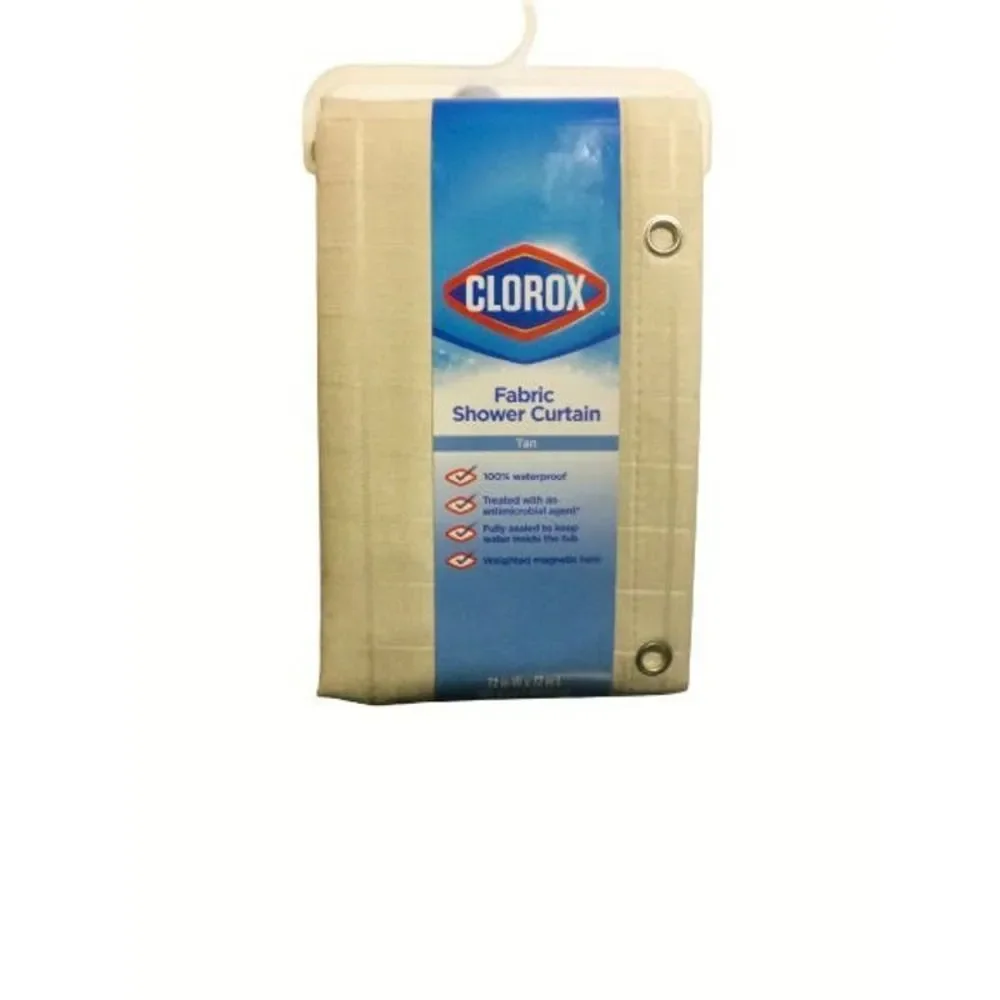Clorox fabric bathroom  shower curtains tan 100% waterproof